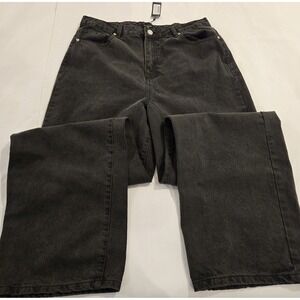 NWT BOOHOO Demin Women's Tall Bootcut High Rise 100% Cotton Black Jeans Size 12